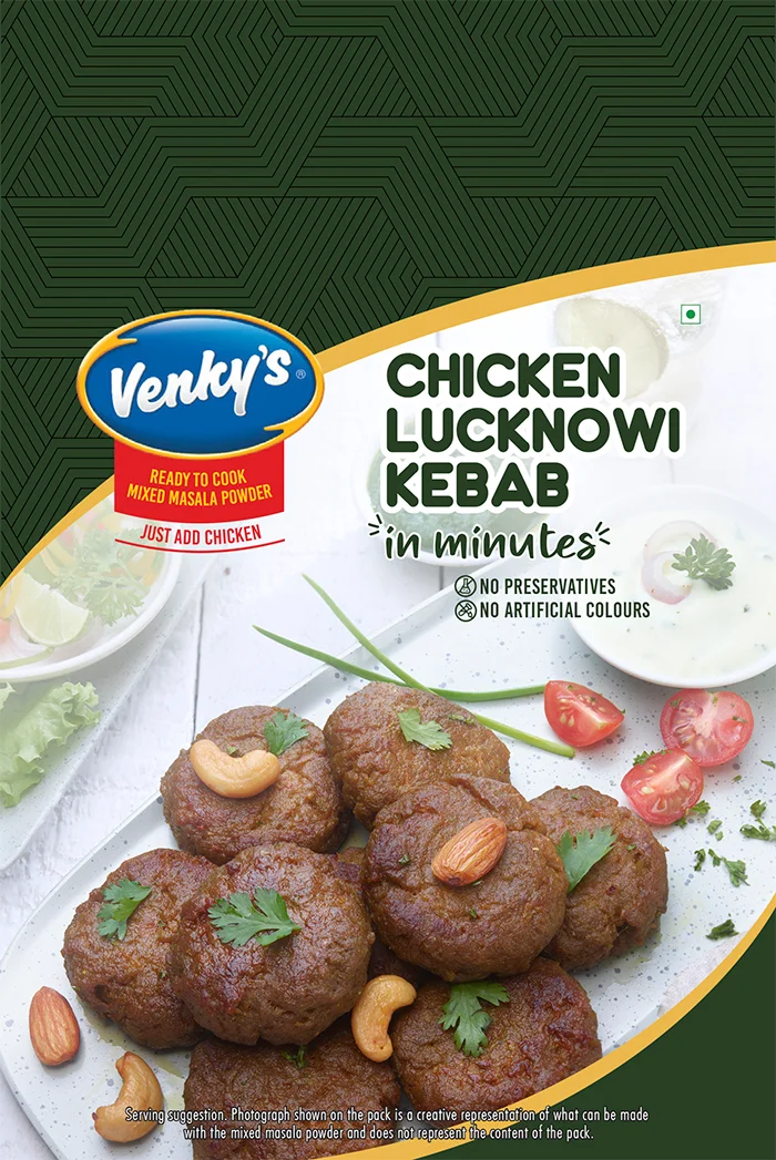 Venky's Spices Chicken Lucknowi Kebab back pack image